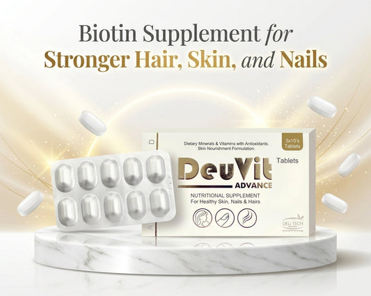 Biotin Supplement for Stronger Hair, Skin, and Nails - Tab Deuvit Advance